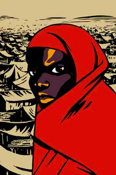 <em>In Darfur</em> cover art by David Polonsky